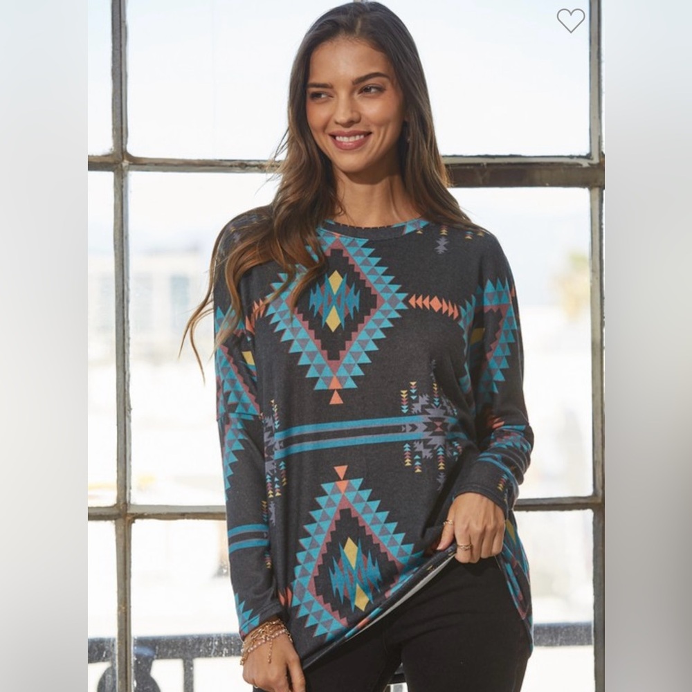 Azure Aztec Pullover - Picture 2 of 3